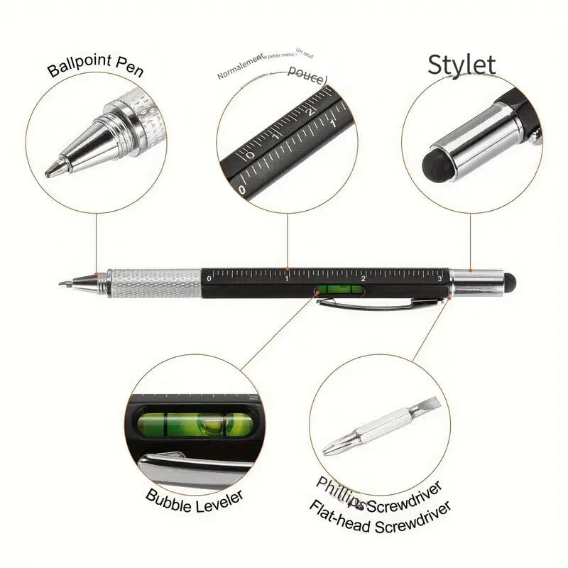 Stylo à bille multifonction 6 en 1 en métal de luxe