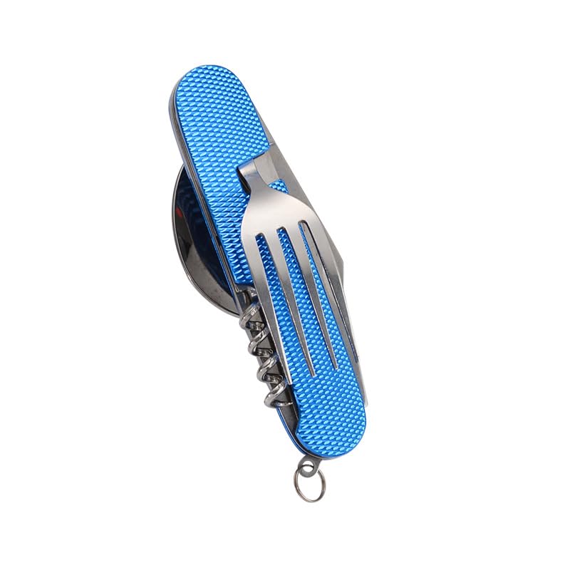 Fourchette de poche multifonction pliable 3 en 1 avec cuillère
