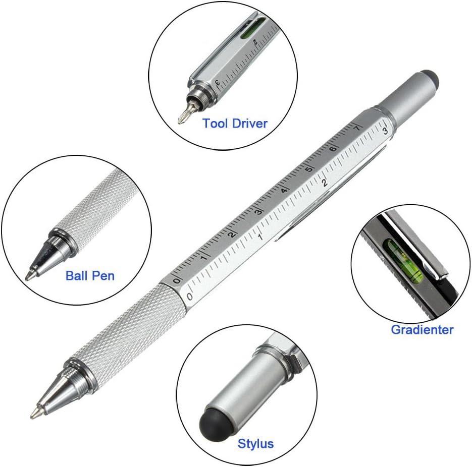 Stylo à bille multifonction 6 en 1 en métal de luxe