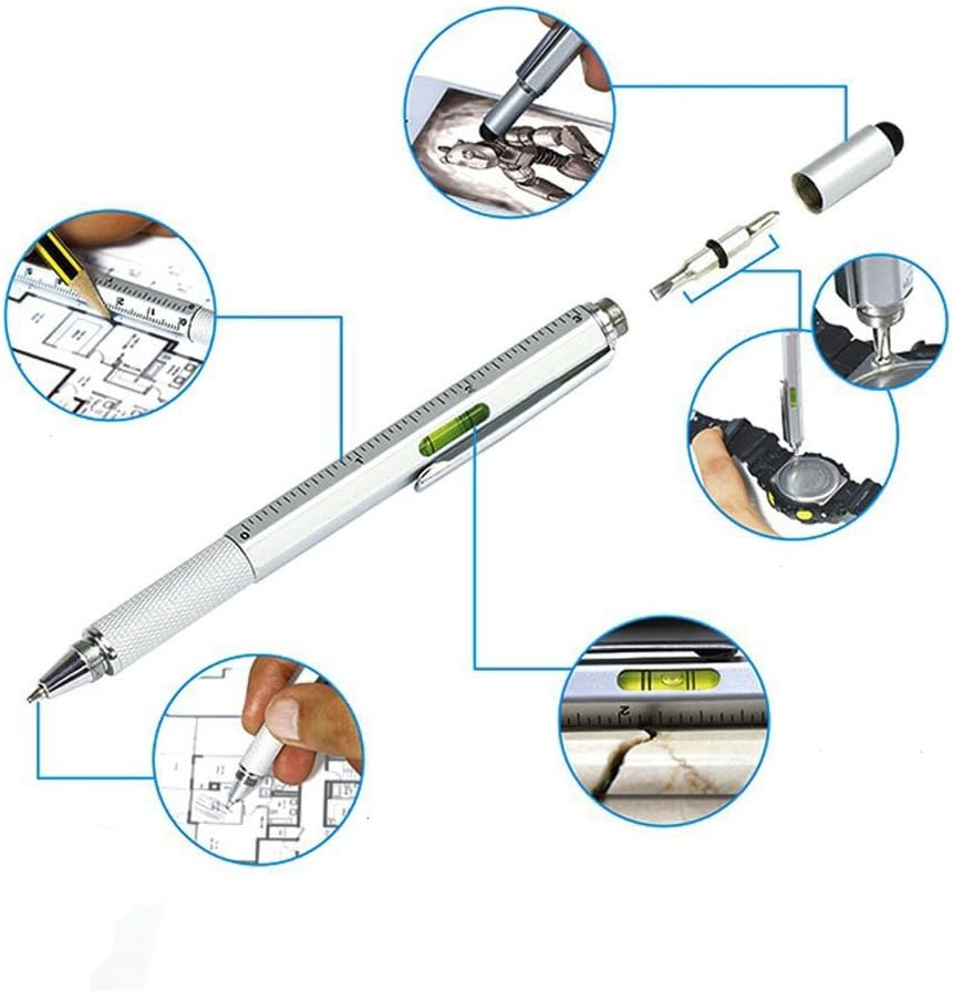 Stylo à bille multifonction 6 en 1 en métal de luxe