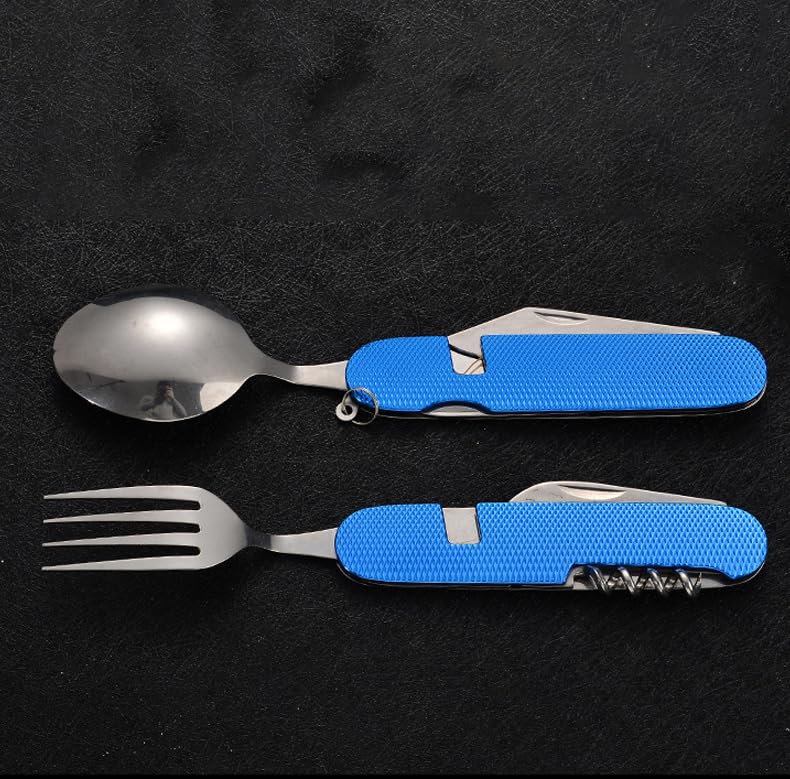 Fourchette de poche multifonction pliable 3 en 1 avec cuillère