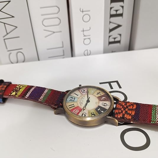 Montre en tissu cuir vintage métal doré pour femme