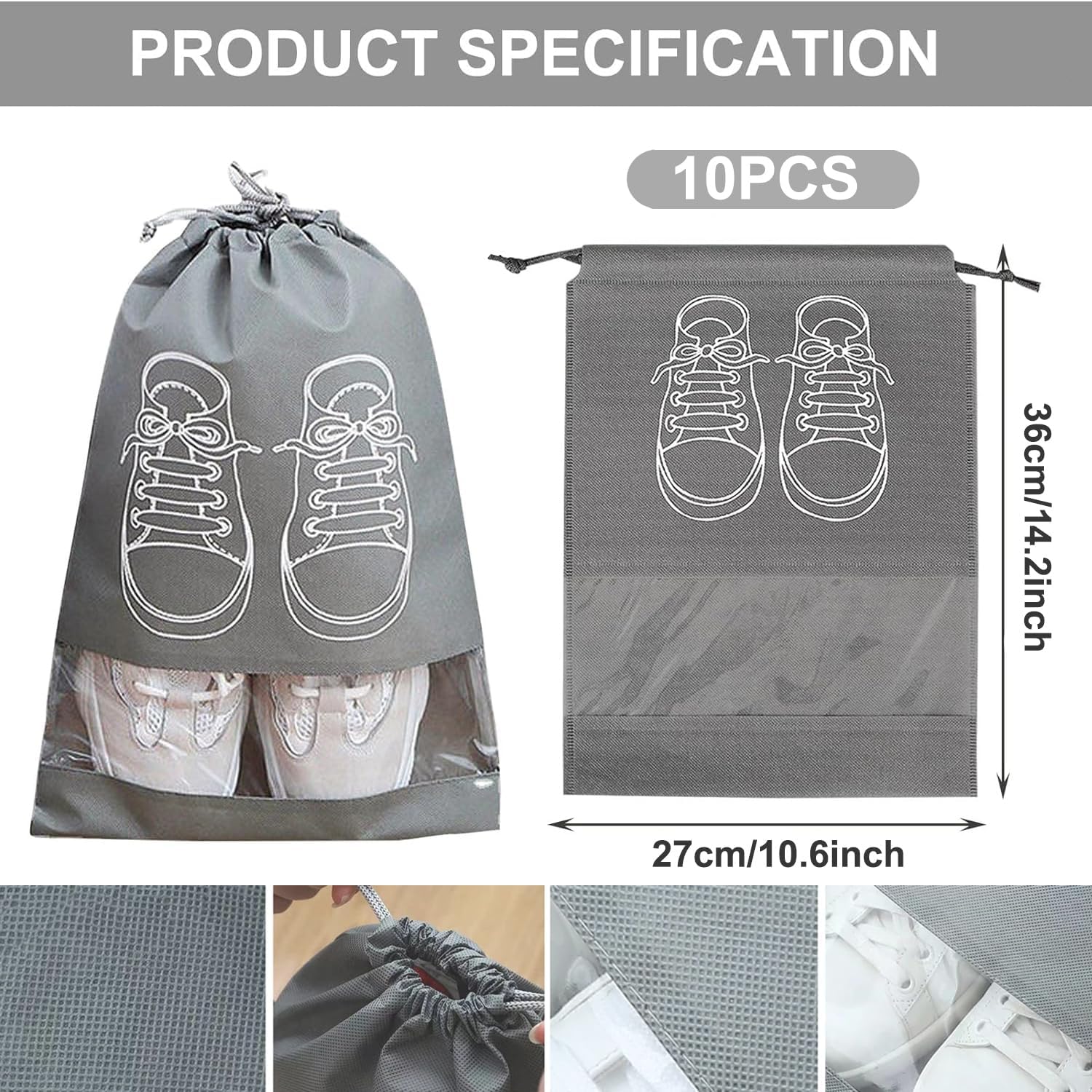 10Pièces Sacs de Rangement pour Chaussures Légers et Imperméables