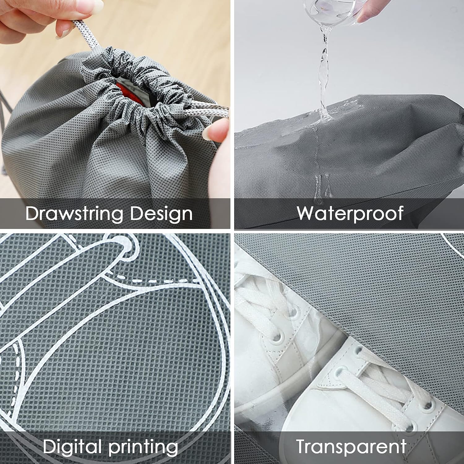 10Pièces Sacs de Rangement pour Chaussures Légers et Imperméables