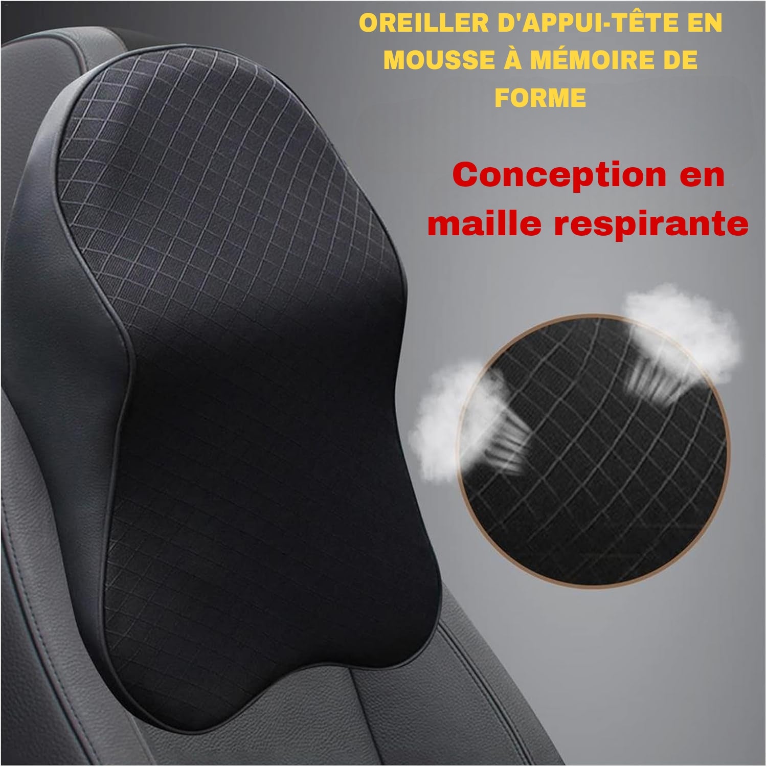 COUSSIN DE TÊTE ERGONOMIQUE POUR SIÈGE DE VOITURE