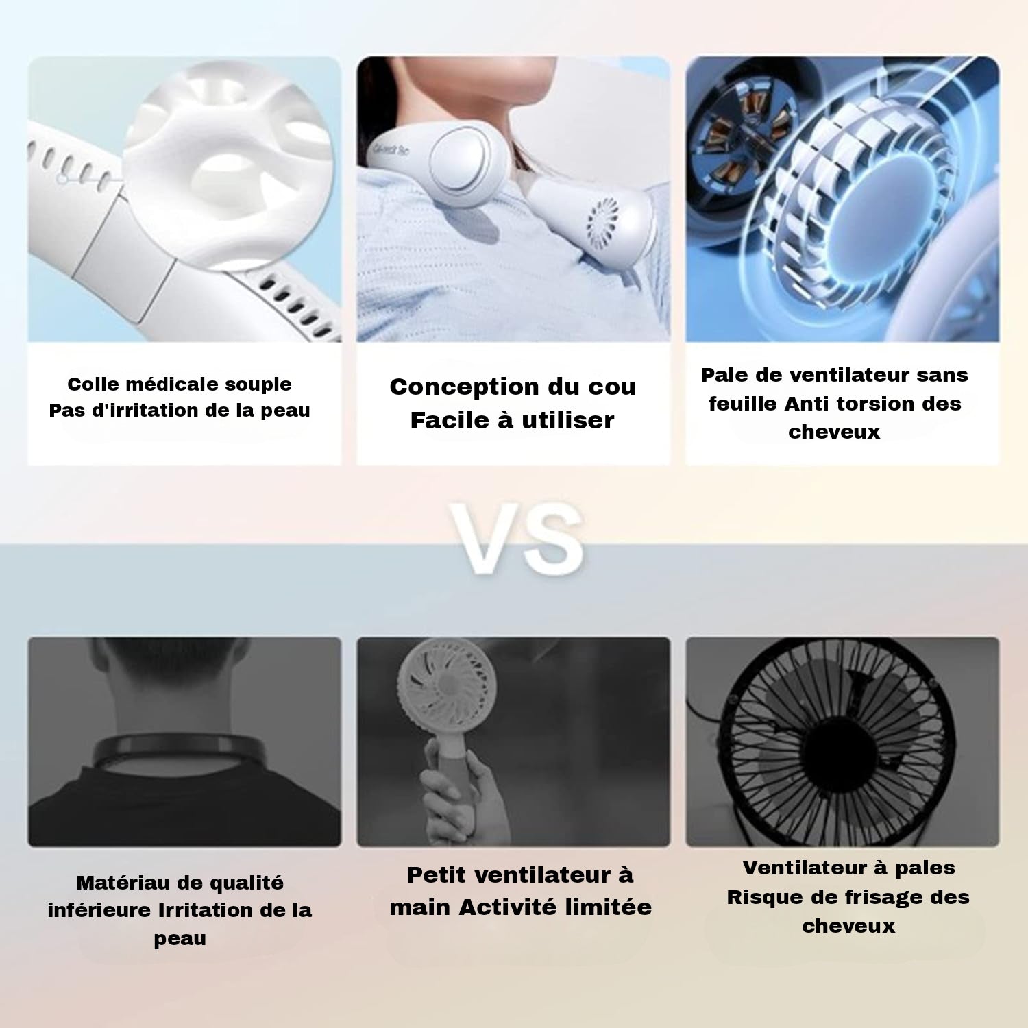 Ventilateur de Cou portable sans boiteux