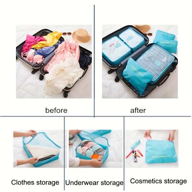 6pcs Sac de Rangement de Voyage