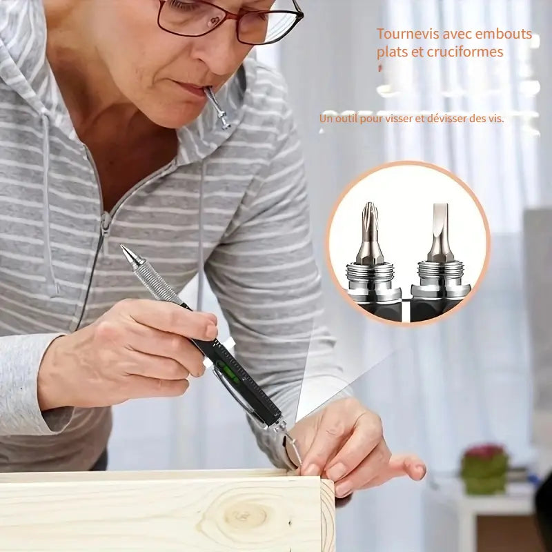 Stylo à bille multifonction 6 en 1 en métal de luxe