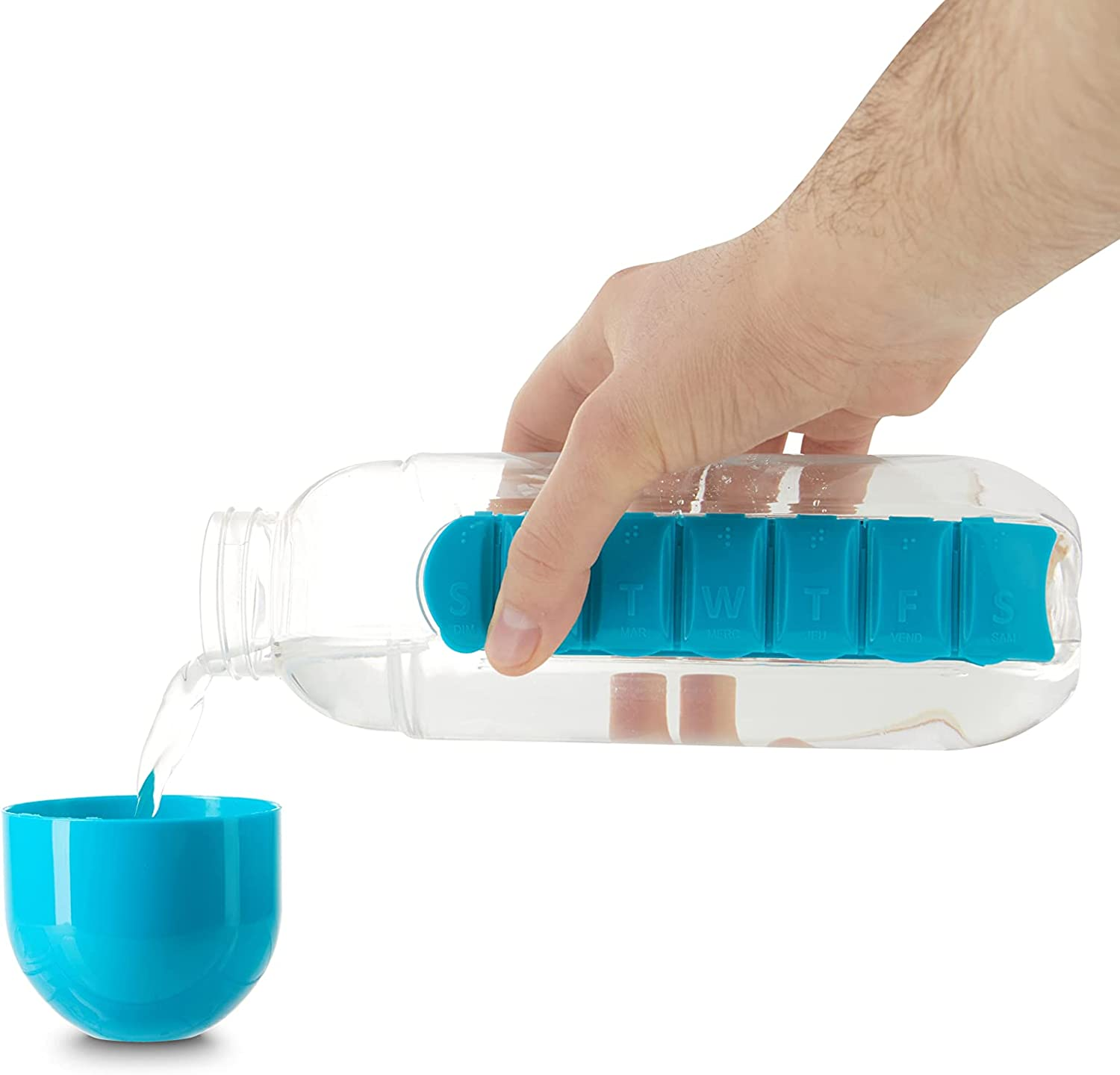 Pilulier avec bouteille d'eau